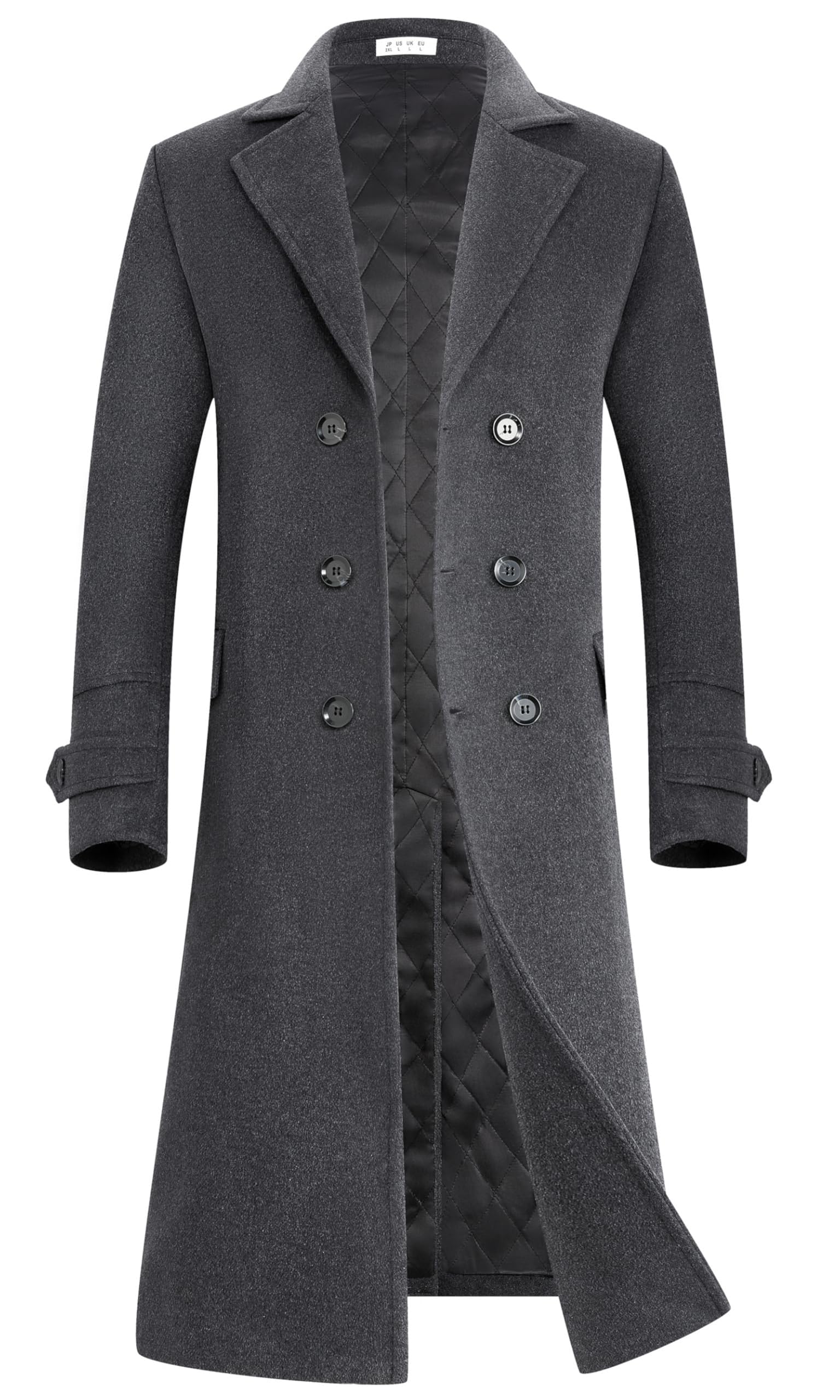 APTRO Men's Full Length Trench Coat Wool Overcoat Windbreaker