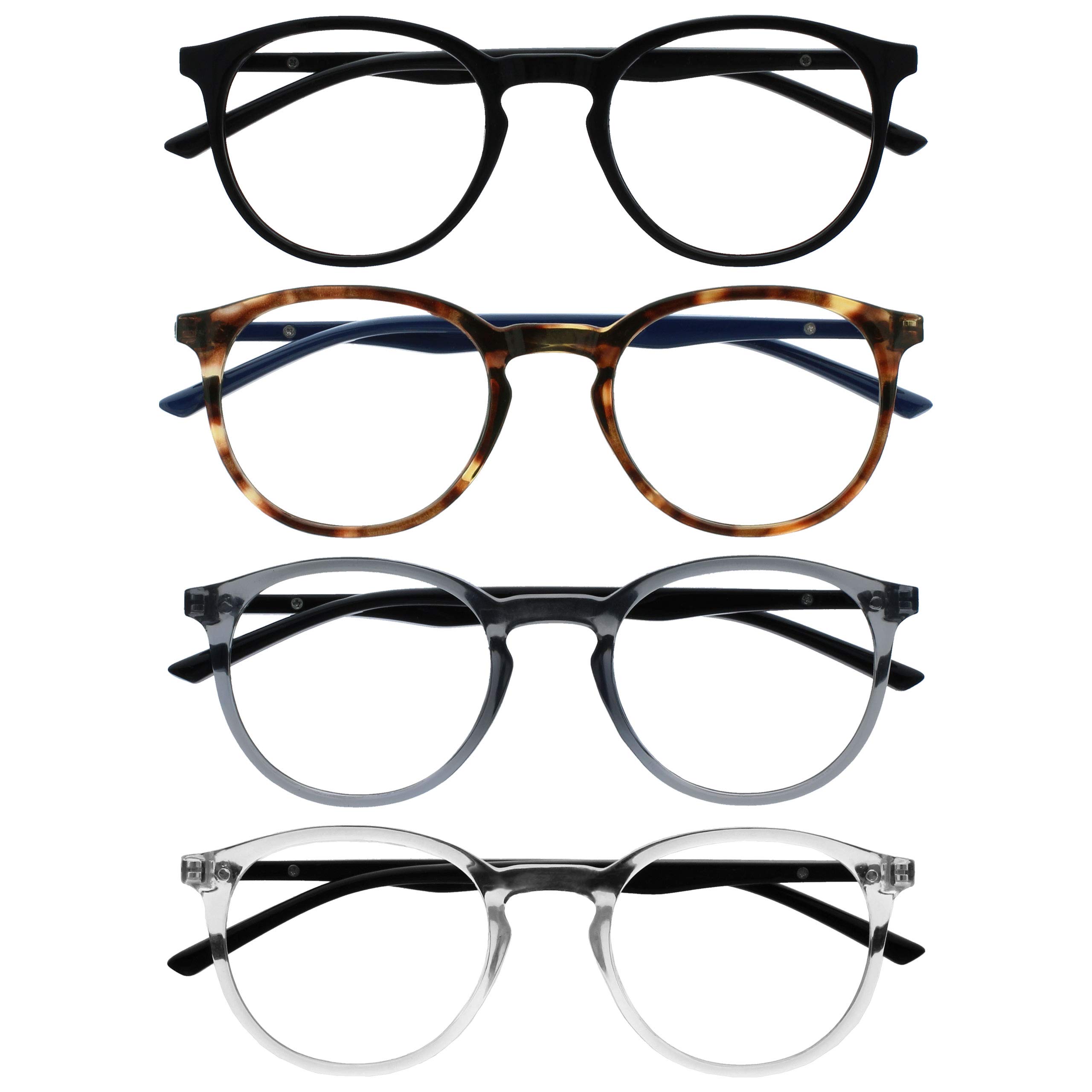 OPULIZE Met RRRR60-127C +3.50 Large Round Reading Glasses Pack of 4