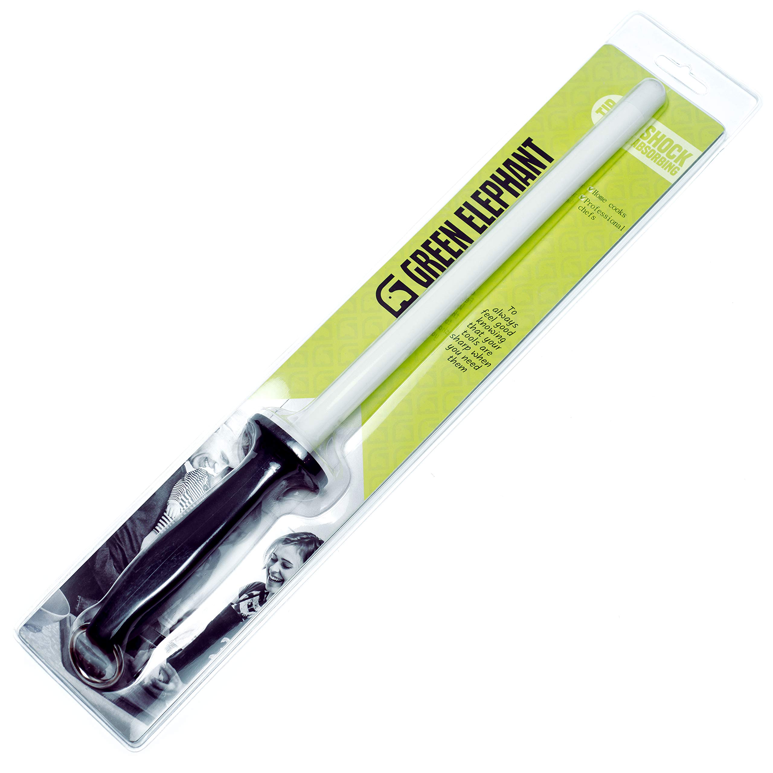 Green Elephant Ceramic Honing Rod for Kitchen Knives, 11-Inch Fine 1500 Grit Sha