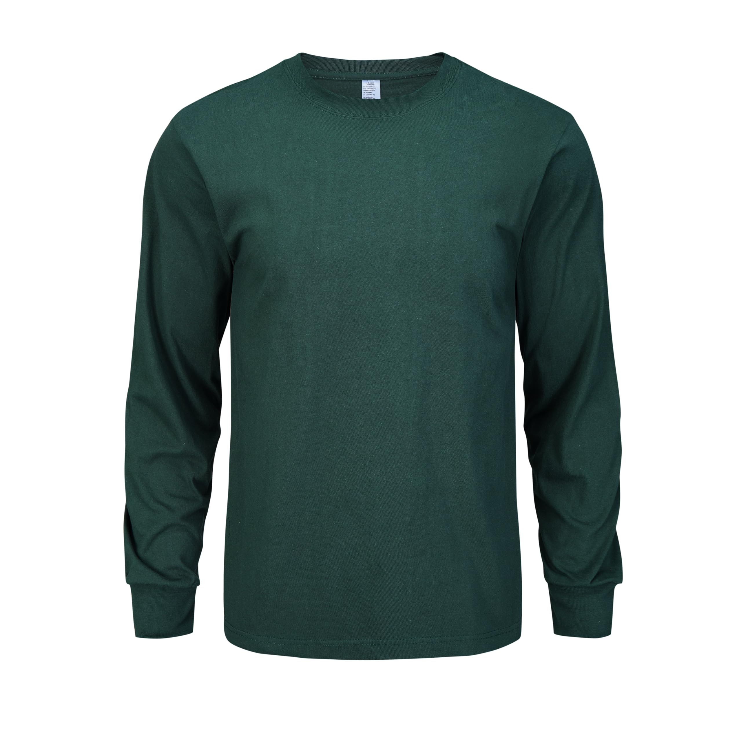 Cotton Long Sleeve T Shirt Men's Crew Neck Top Loose Fit White Black Basic T-Shi