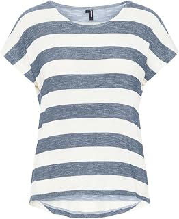 VERO MODA Women's Crew Neck Striped T-Shirt
