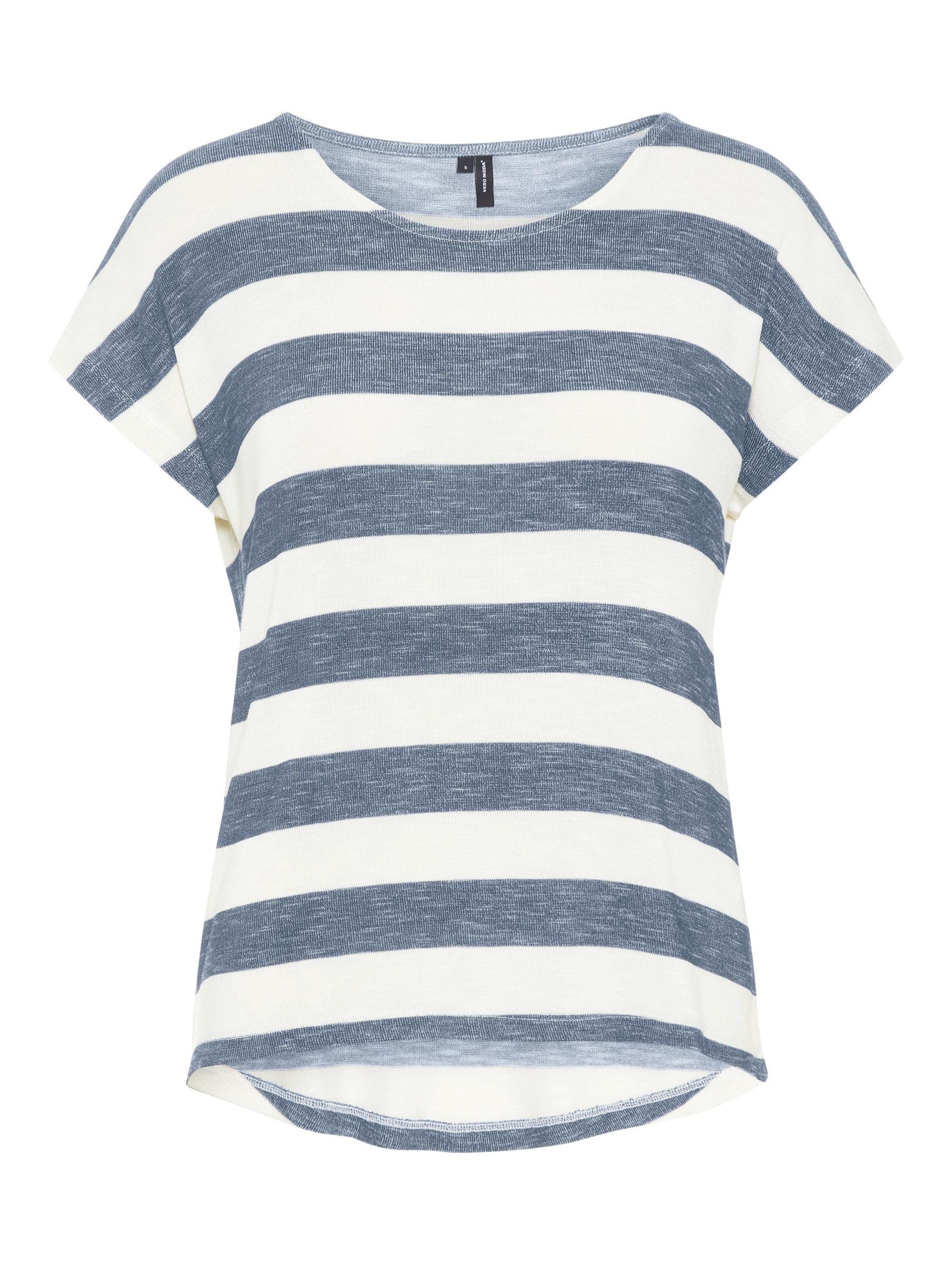 VERO MODA Women's Crew Neck Striped T-Shirt