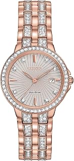CITIZEN Women's 28mm Rose Gold-Tone Steel Bracelet & Case Quartz White Dial Analog Watch EW2348-56A