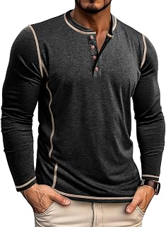 Aulemen Henley Men's Long Sleeve Soft Cotton Shirt