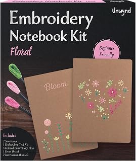 Unwynd embroidery beginner kit, cross stitch kits for adults, needlepoint | Floral Notebook pre-printed arts & crafts kits for beginners, Learning kit with video, gifts for all ages, Jewelry Patterns