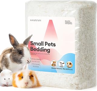 BUCATSTATE Hamster Bedding 70L, Truly 99% Dust-Free Paper Bedding,Blossom | FSC-Certified Material, Expands 3X, Cozy Paper Bedding for Guinea Pigs, Colorful Hamster Cage Accessories
