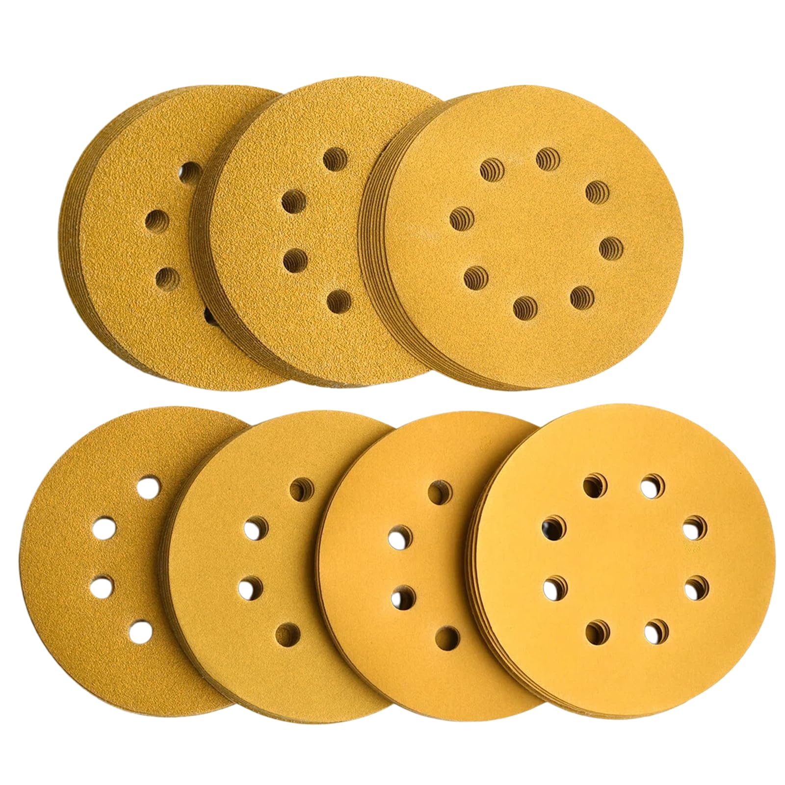 Aiyard 5-Inch 8-Hole Hook & Loop Sanding Discs 60-400 Mixed Grit, 105-Pack | 5" 