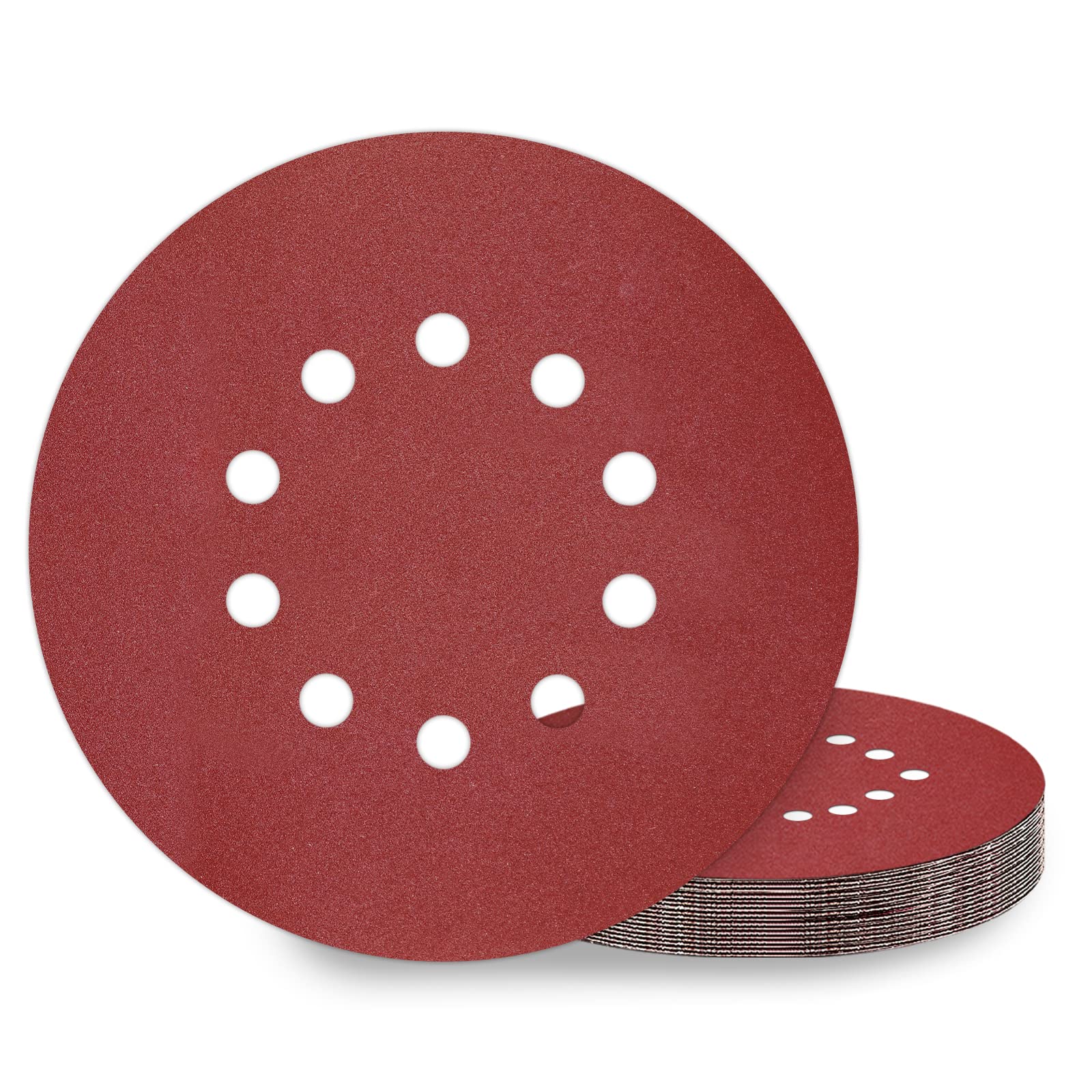 KONGMING 10 Pcs 225mm Sanding Discs 180 Grit 10 Hole