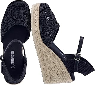 CUSHIONAIRE Flora Women's Platform Espadrilles Elegant Closed Wedge Sandals Ankle Strap Padded Footbed