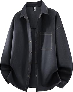 Men's Long Sleeve Shirt, Denim Style, Denim Shirt, Solid Color, Simple