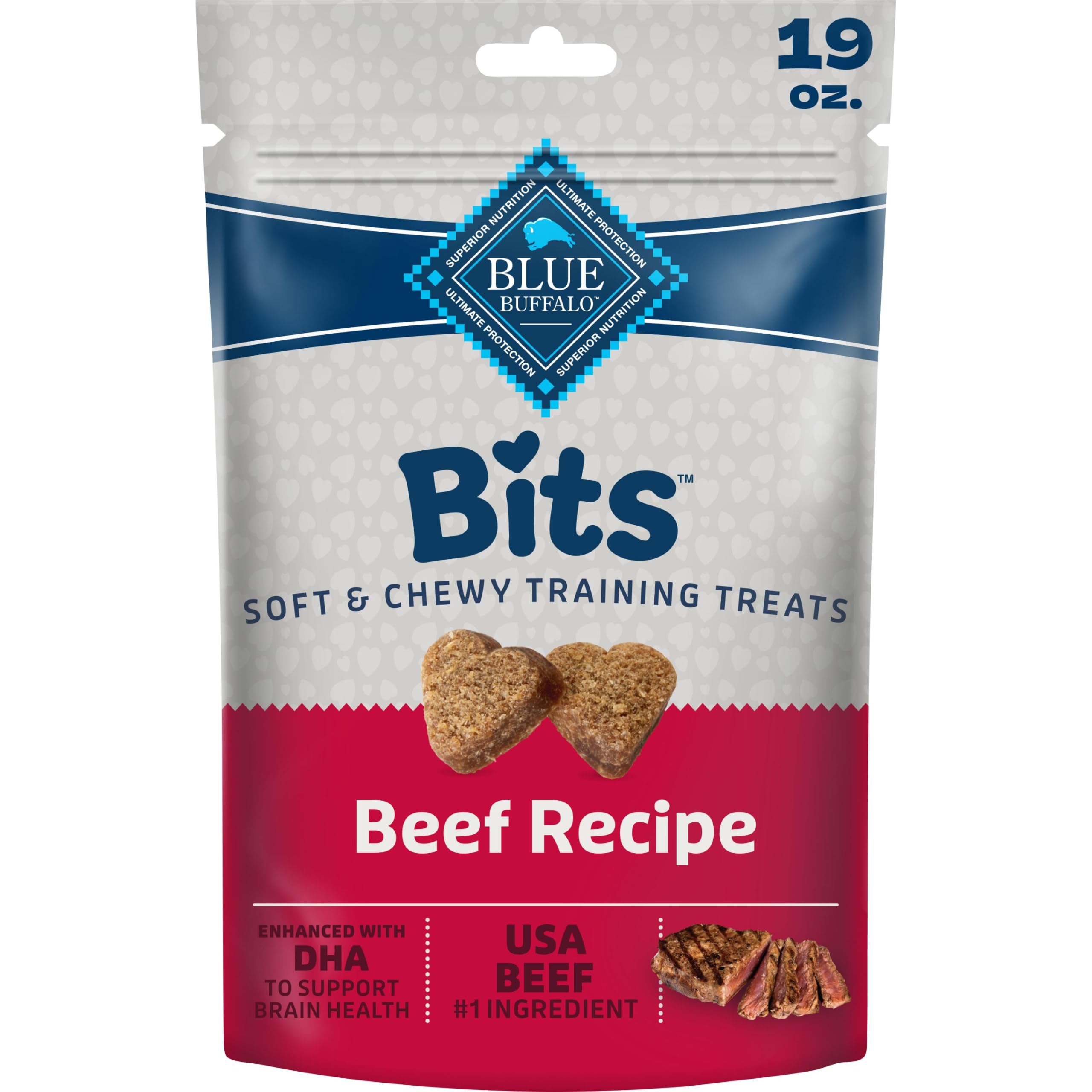 Blue Buffalo Bits Beef Training Treats, 19 oz | Real Beef First, DHA for Cogniti