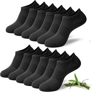 Niofind Bamboo Trainer Socks for Womens & Mens, 6 Pairs, Non Slip No Show
