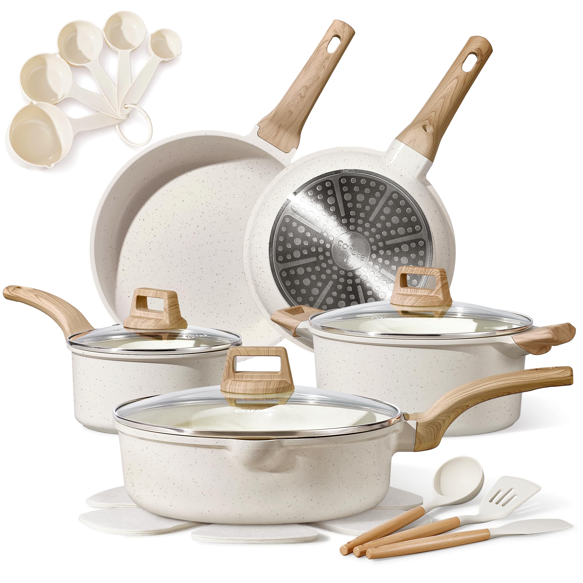 CAROTE 20pcs Pots and Pans Set, Nonstick Cookware Sets | Induction Cooking, Ultr