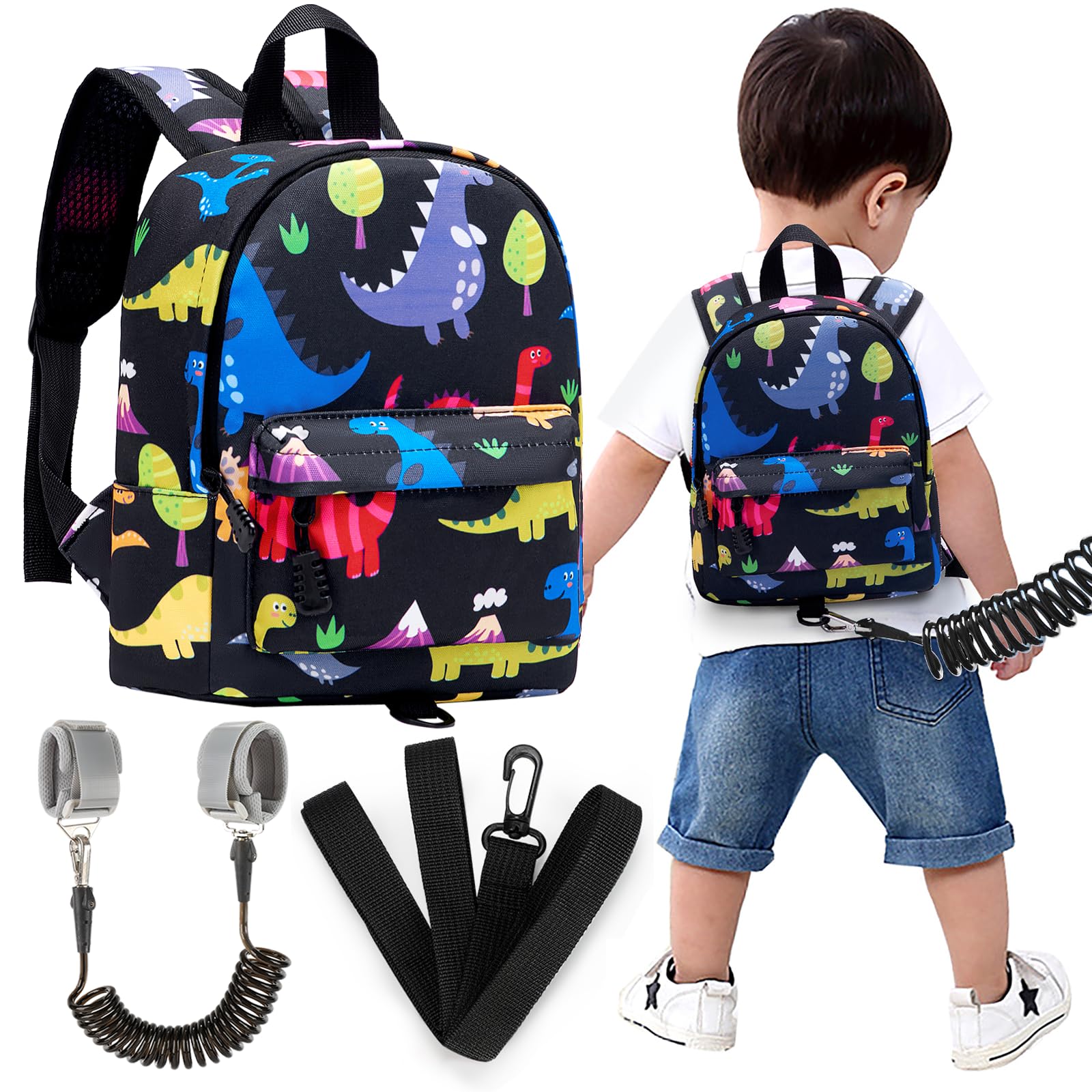 Accmor Toddler Leash Baby Dinosaur Backpack Harness with Anti Lost Wrist Link, C