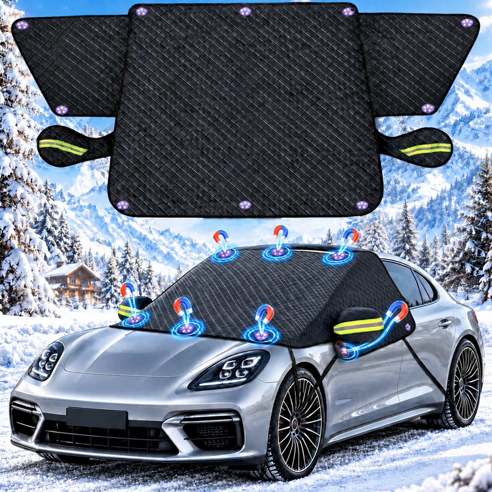 Maxee Windscreen Cover Winter Magnetic Frost Black E