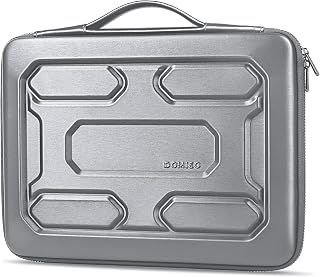 DOMISO 14 inch Laptop Sleeve with Handle Shockproof Computer Bag Waterproof EVA Protective Carrying Case for 14" ThinkPad E480/Yoga 920/13.5" Microsoft Surface Book/HP Pavilion 14 Stream 14, Silver