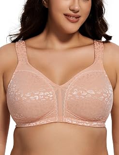 Deyllo Women's Full Coverage Plus Size Comfort Minimizer Bra Wirefree Non Padded