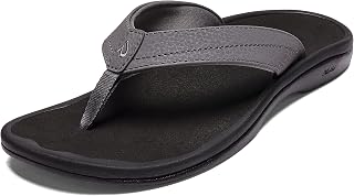 OluKai Ohana Men's Beach Sandals, Quick Dry Water Resistant and Lightweight, Compression Molded Footbed and Ultra Soft Fit, Dark Java Ray, Size 42, Dark Java Radius., 39 EU