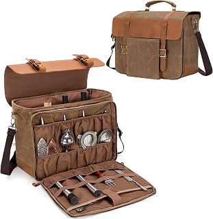 LoDrid Bartender Bag for Bar Kits Made Vintage Genuine Leather Waxed Canvas