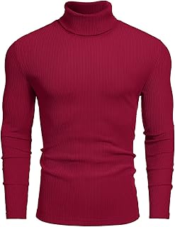 COOFANDY Men's Ribbed Turtleneck Sweater Casual Basic Long Sleeve Knitted Pullover Sweater