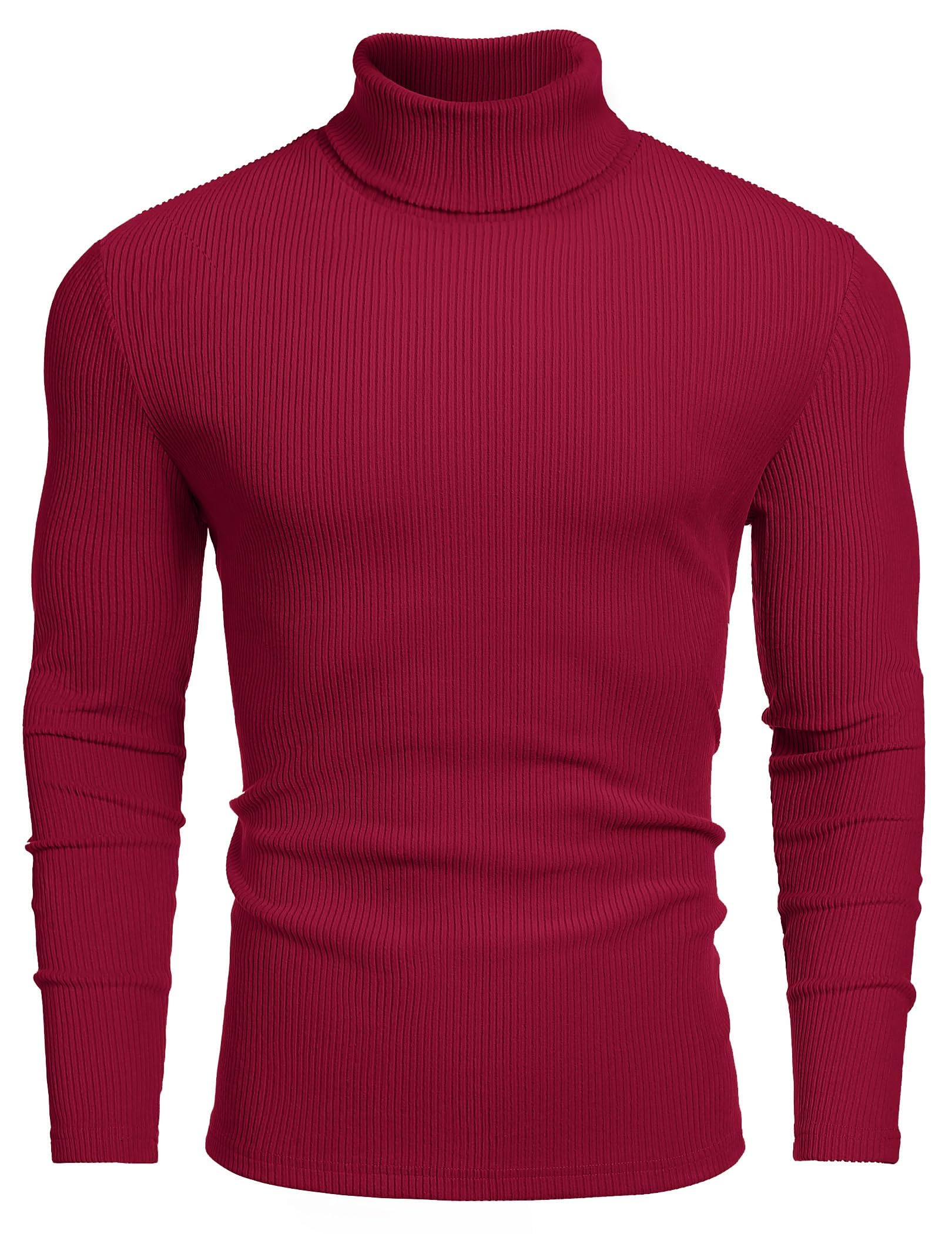 COOFANDY Men's Ribbed Turtleneck Sweater Casual Basic Long Sleeve Knitted Pullov