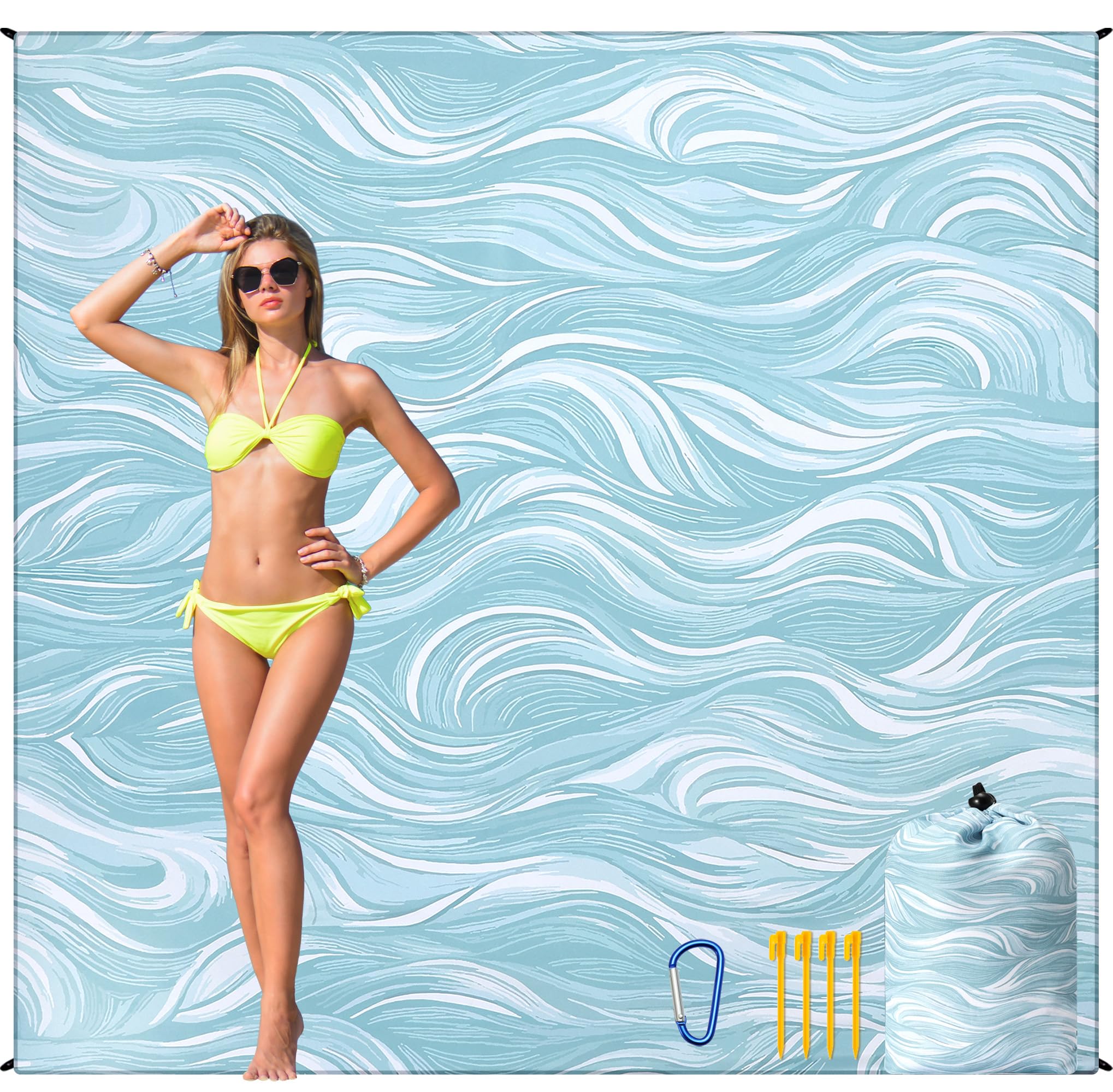 HIHOHO Beach Blanket Waterproof Sandproof Quick Drying Mat for 1-8 Adults