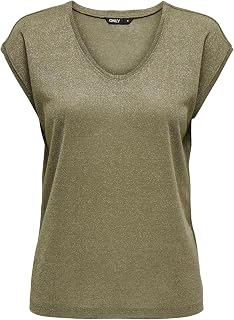 Only Onlsilvery S/S V Neck Lurex Top Jrs Noos T-Shirt Women