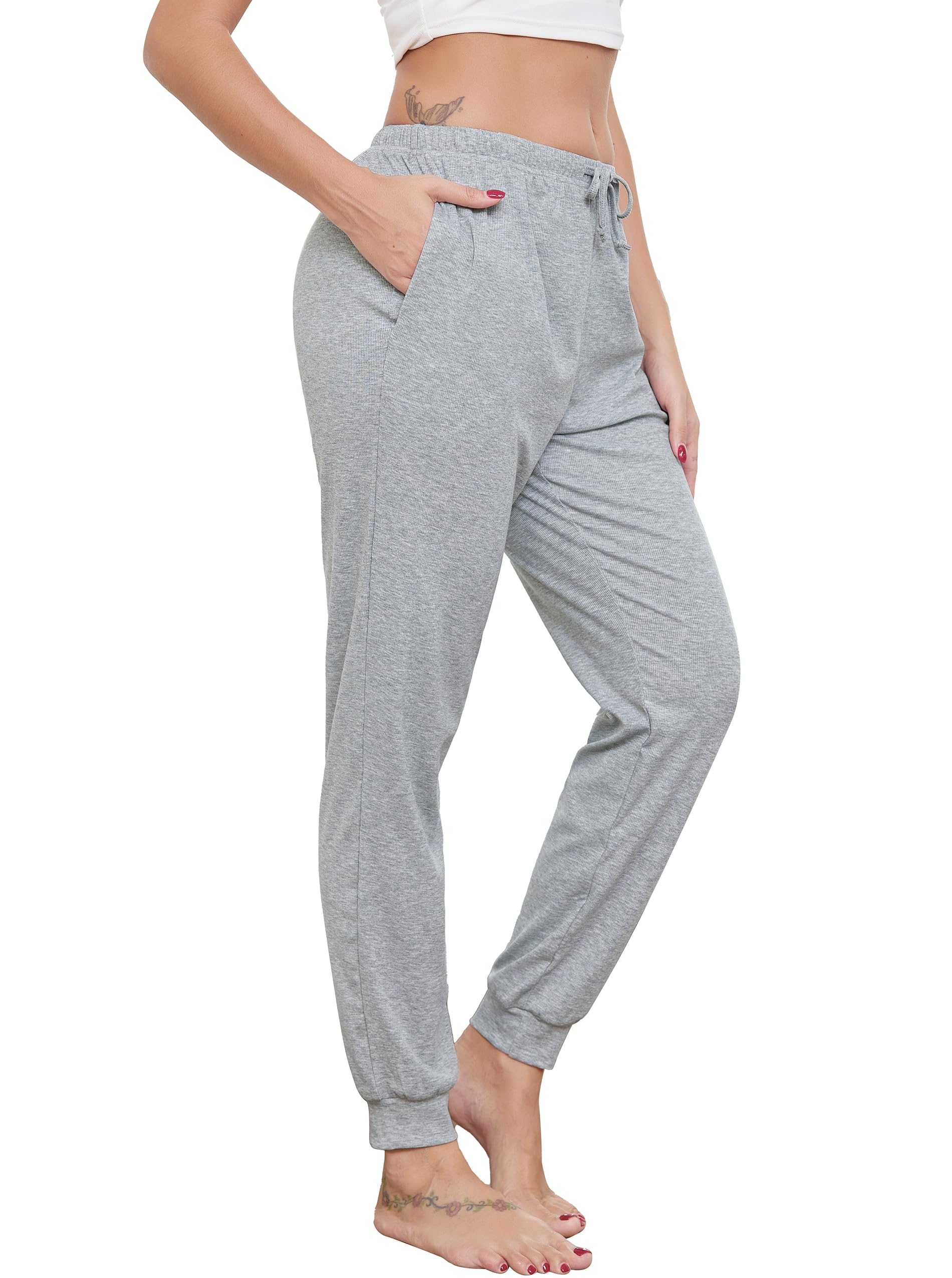 Wikoan Women's Pyjama Bottoms Lounge Pants Drawstring Pockets S-2XL