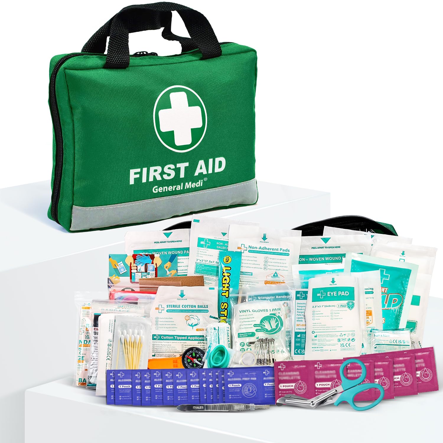 General Medi 210 Piece First Aid Kit- Emergency kit - Reflective Design - Includ