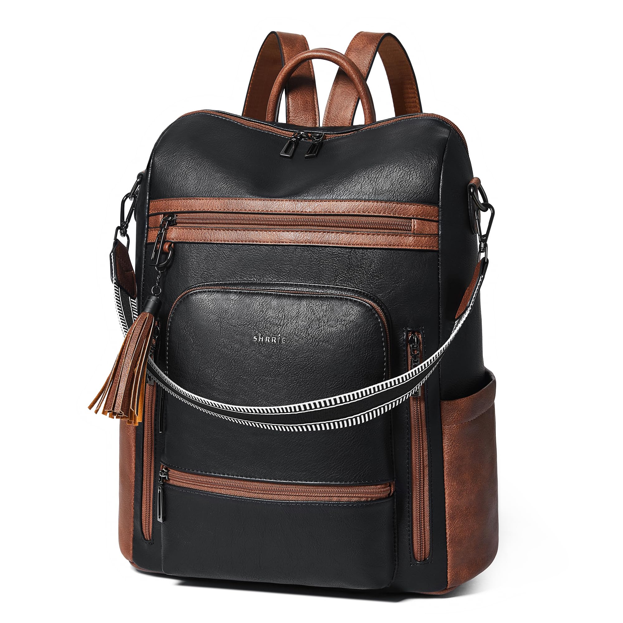 Shrrie Vegan Leather Laptop Backpack for Women 15.6 inch Work Backpack Fashion T