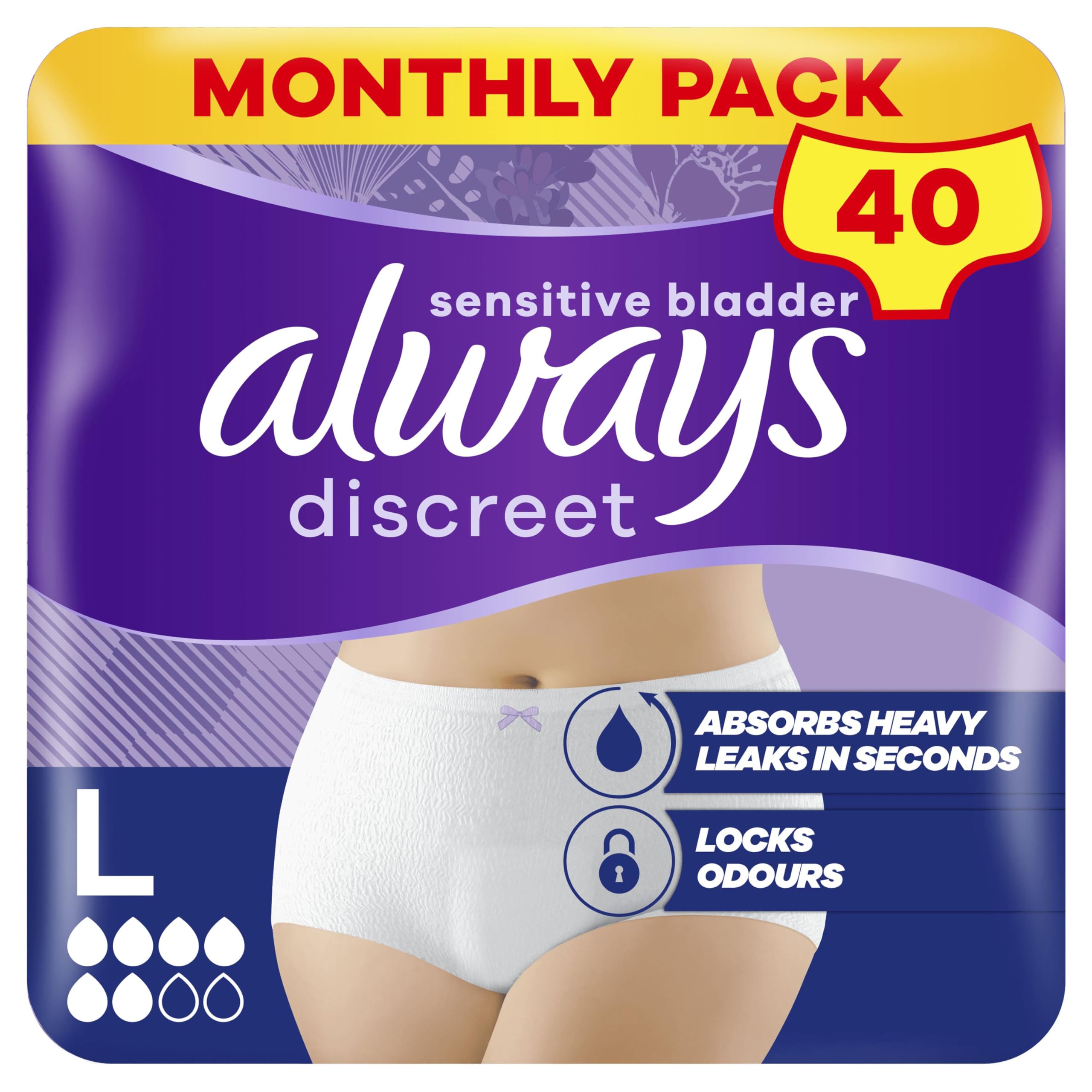 Always Discreet Pants Large 40 pants (10ct X 4)