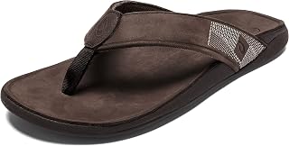 OluKai Tuahine Men's Waterproof Leather Sandals, Versatile Beach Flip Flops