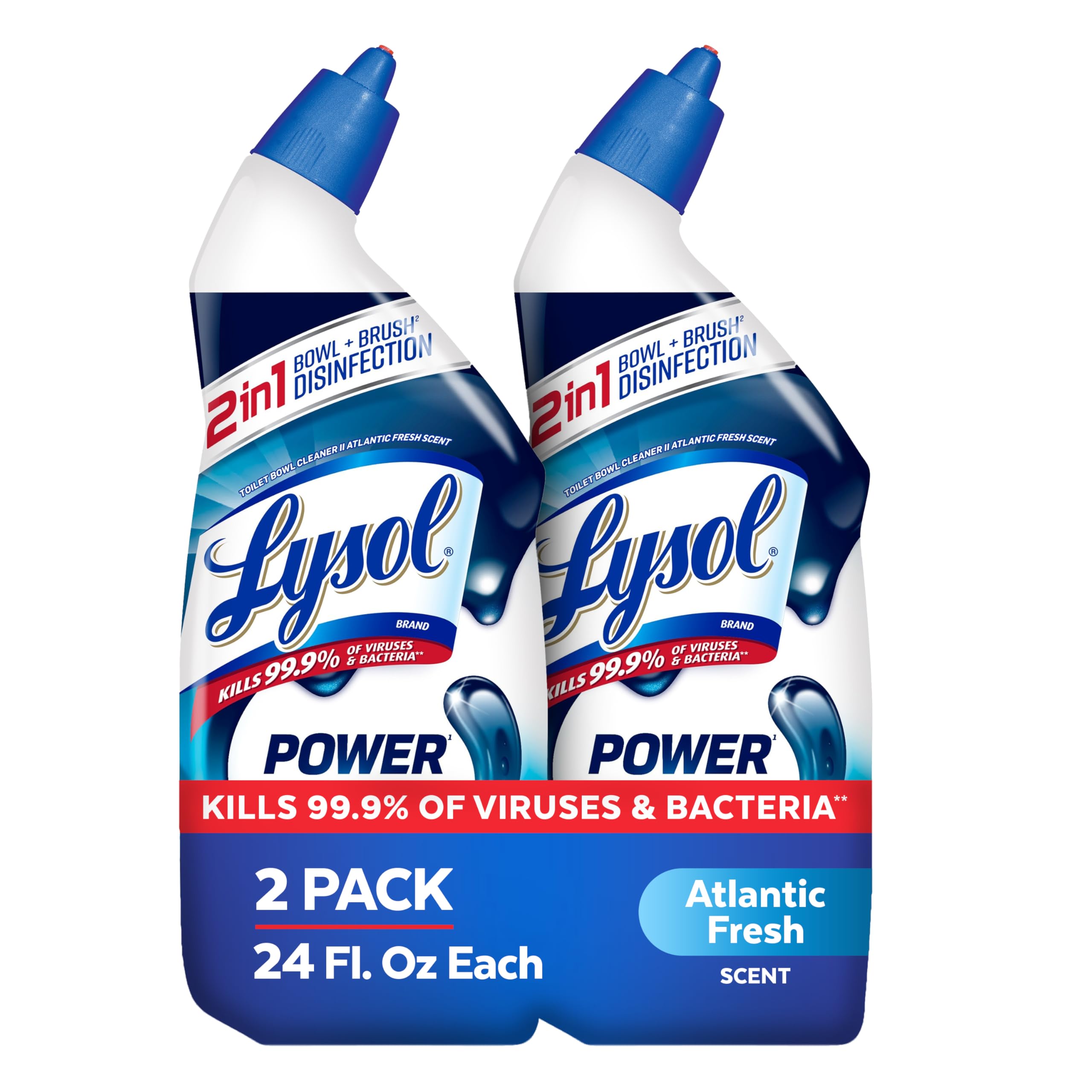 Lysol Toilet Bowl Cleaner Clinging Gel, Power, 24 oz, 2 Pack | Disinfecting, San