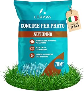 LERAVA® Autumn Lawn Fertilizer (70 m²) – Nitrogen That Regenerates After | Slow Release Granular Grass Fertilizer - Potassium and Magnesium - Green and Strong Grass in Winter from September