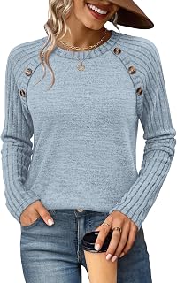 Sampeel Suéteres de manga larga para mujer, camisetas de otoño a la moda