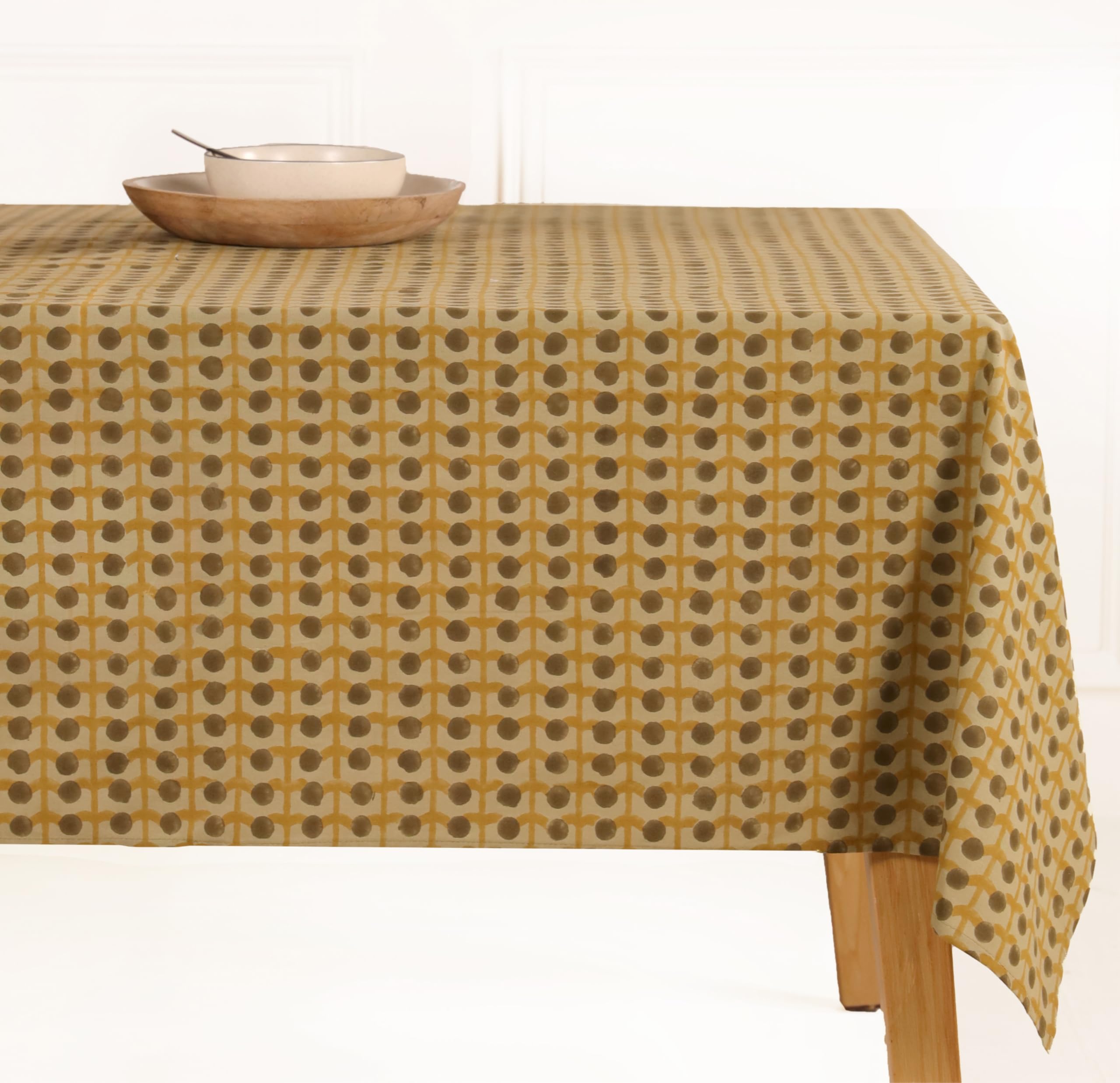 Maison De Blocs 100% Cotton Hand Block Printed, Tablecloth for Kitchen, Dining, 