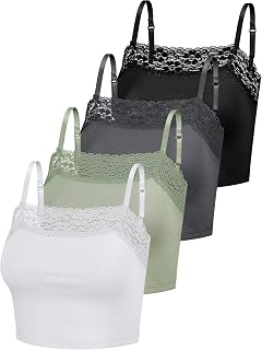Bencailor 4 Short Tank Tops Sleeveless Top with Lace Edges for Women