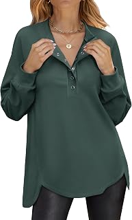 ANRABESS Sweatshirt for Women Oversized Henley Tunic Tops