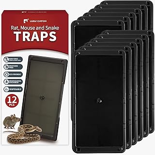 LULUCATCH Mouse Glue Traps 12 Pack, Larger & Heavier Plastic Sticky Glue Traps with Extra-Strong Adhesive for Mice, Rats, Sticky Mouse Trap for Indoor Use, Easy to Set.