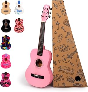 CB SKY 30 Inch Acoustic Guitar Pink Junior, Student Acoustic Guitar for Beginner, Kids musical toys, musical instrument (Pink-1)