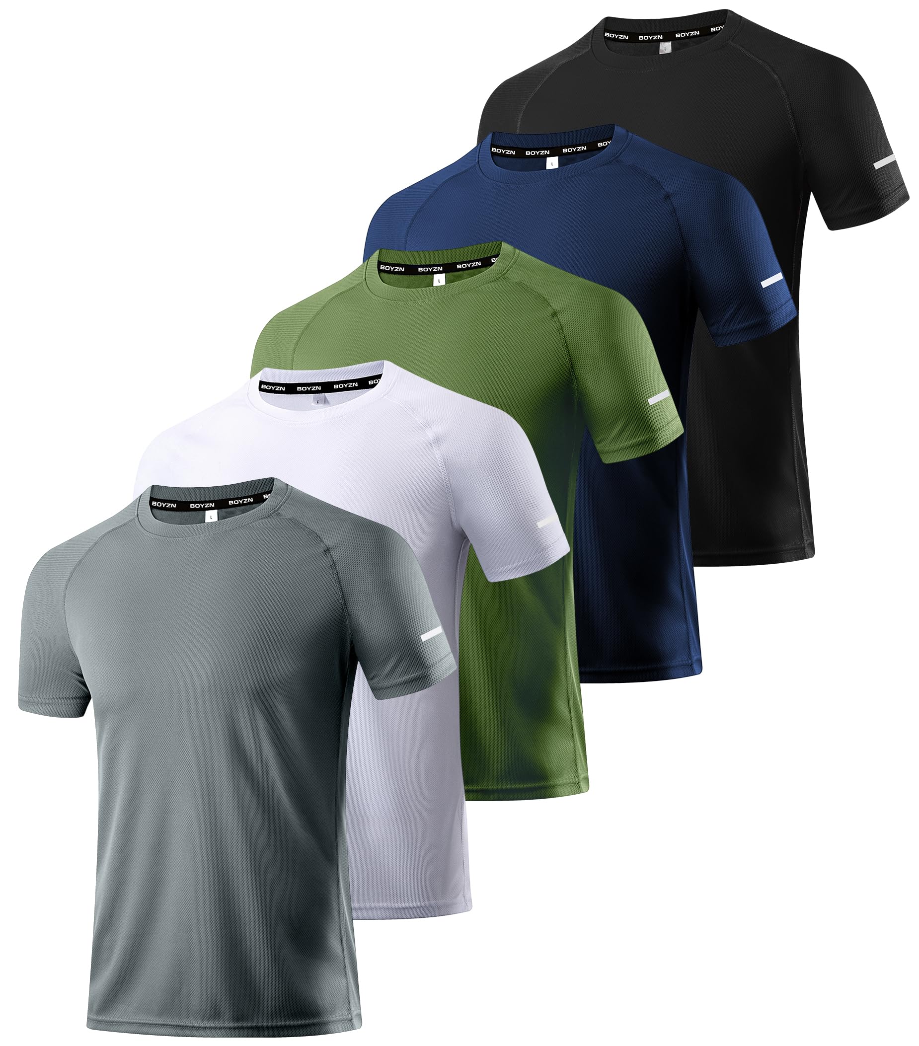Boyzn 1, 3, 5 or 7 Pack Men's Workout Running Shirts, Dry Fit Moisture Wicking T