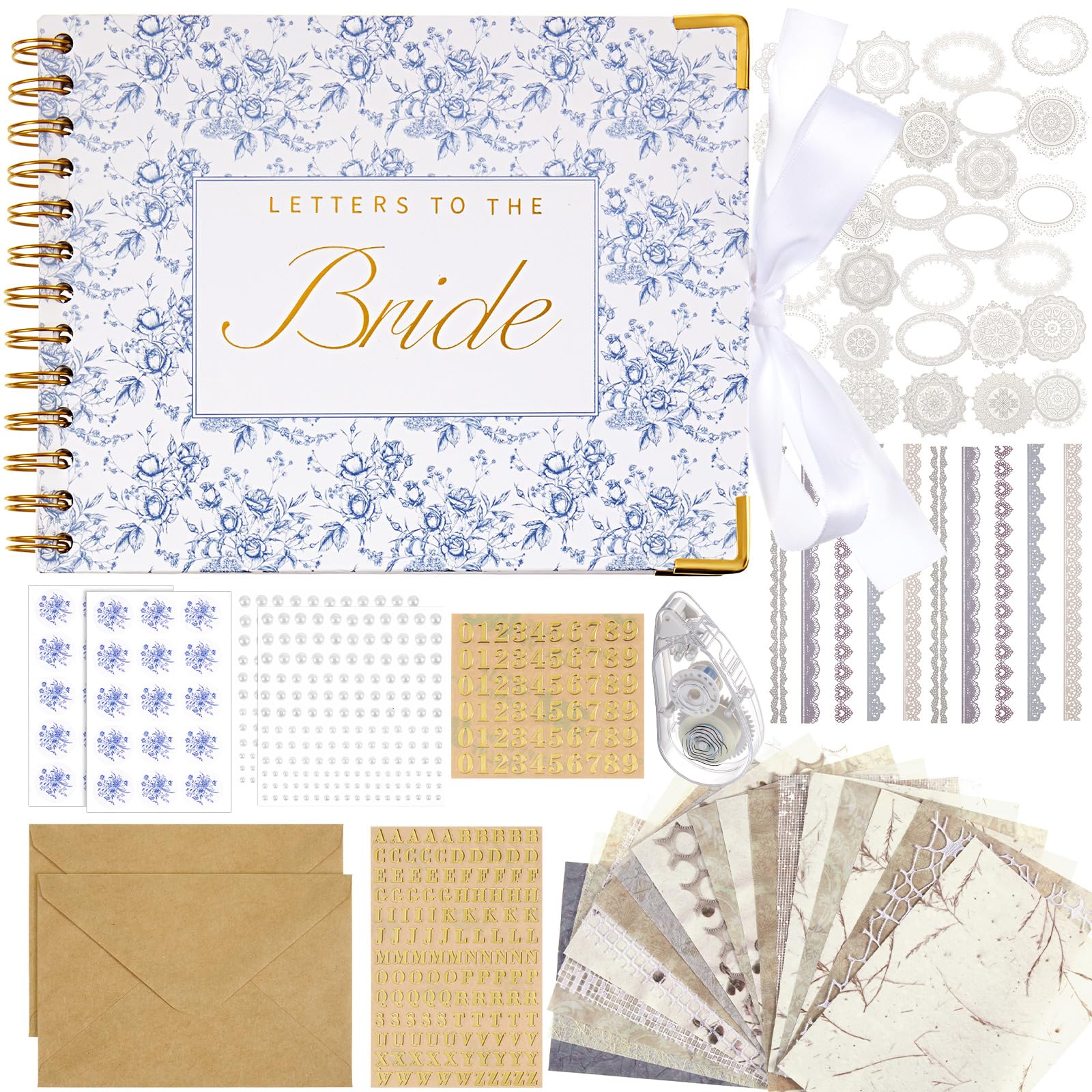 Humyoun Letters to Bride Scrapbook,8.5 X 7 Inch,Floral,Blue | Wedding Guest Book