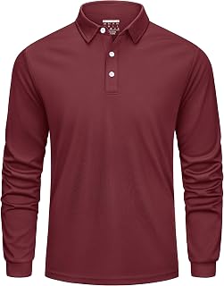 KEFITEVD Polo Shirt, Men's, Long Sleeve, Golf Shirt, Stretch, Breathable, Quick Drying, Large Size, Sportswear, Thin, Collar Included, Bowling Shirt, Mountain Climbing, Work Wear, Spring, Summer