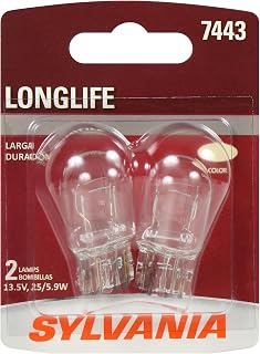 SYLVANIA 7443 Long Life Miniature Bulb, Daytime Running Light, 2 Bulbs | Dependable, Extended-Life Miniature Bulb Delivers Consistent, Reliable, Auxillary Illumination