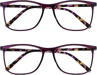 OPULIZE Arc 2 Pack Large Reading Glasses Black Brown Blue Purple Model Men Women Spring Hinges RR66