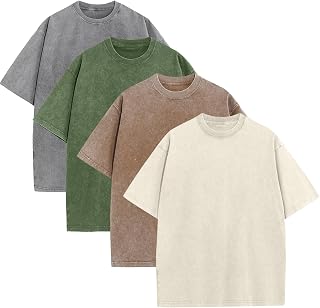 KEEPSHOWING Mens Oversized T Shirts Acid Wash Loose Fit Vintage Washed Tee Shirt Short Sleeve Streetwear Casual T-Shirts