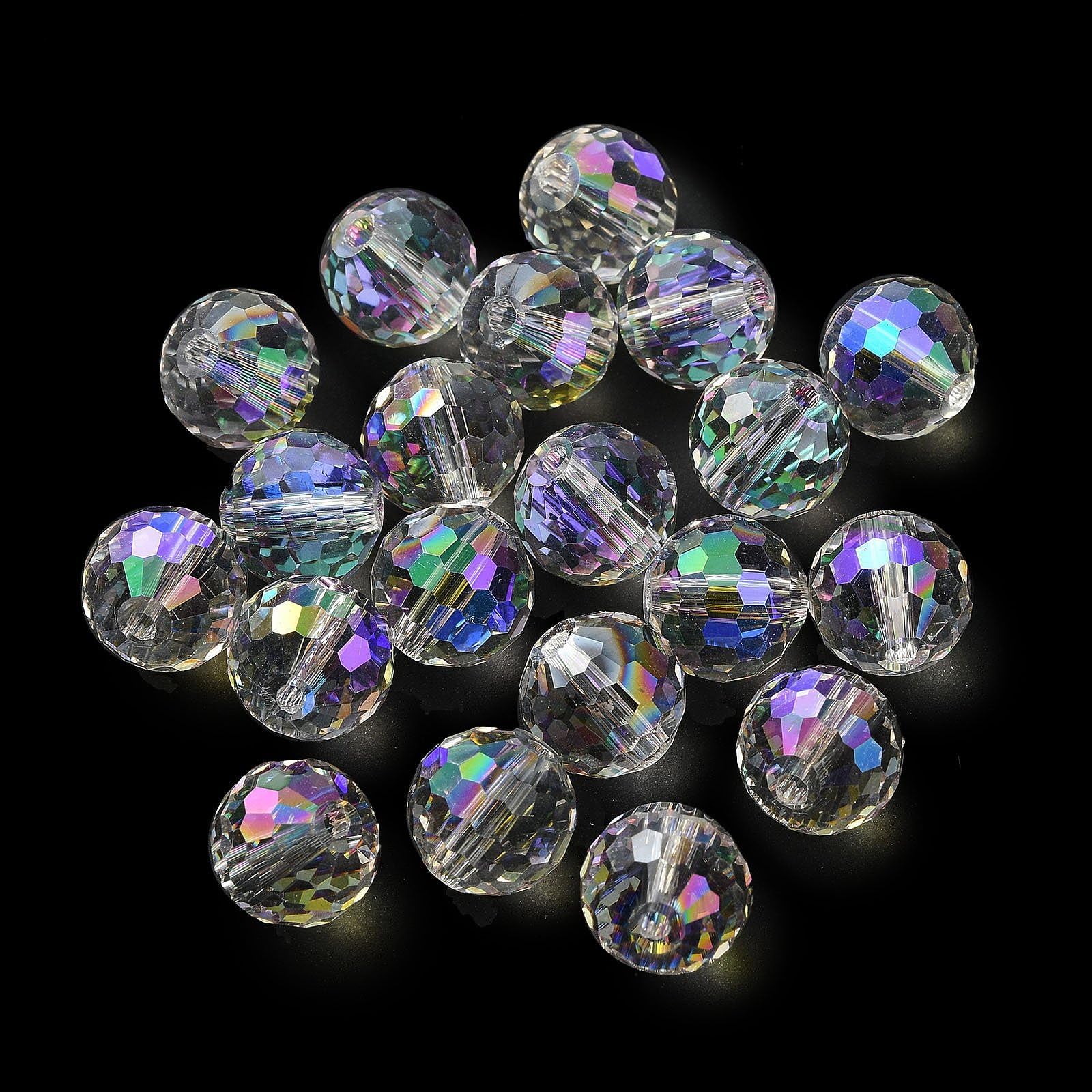 100pcs Crystal Glass Beads 10mm Round Spacer Beads for Jewelry Making Round Spac