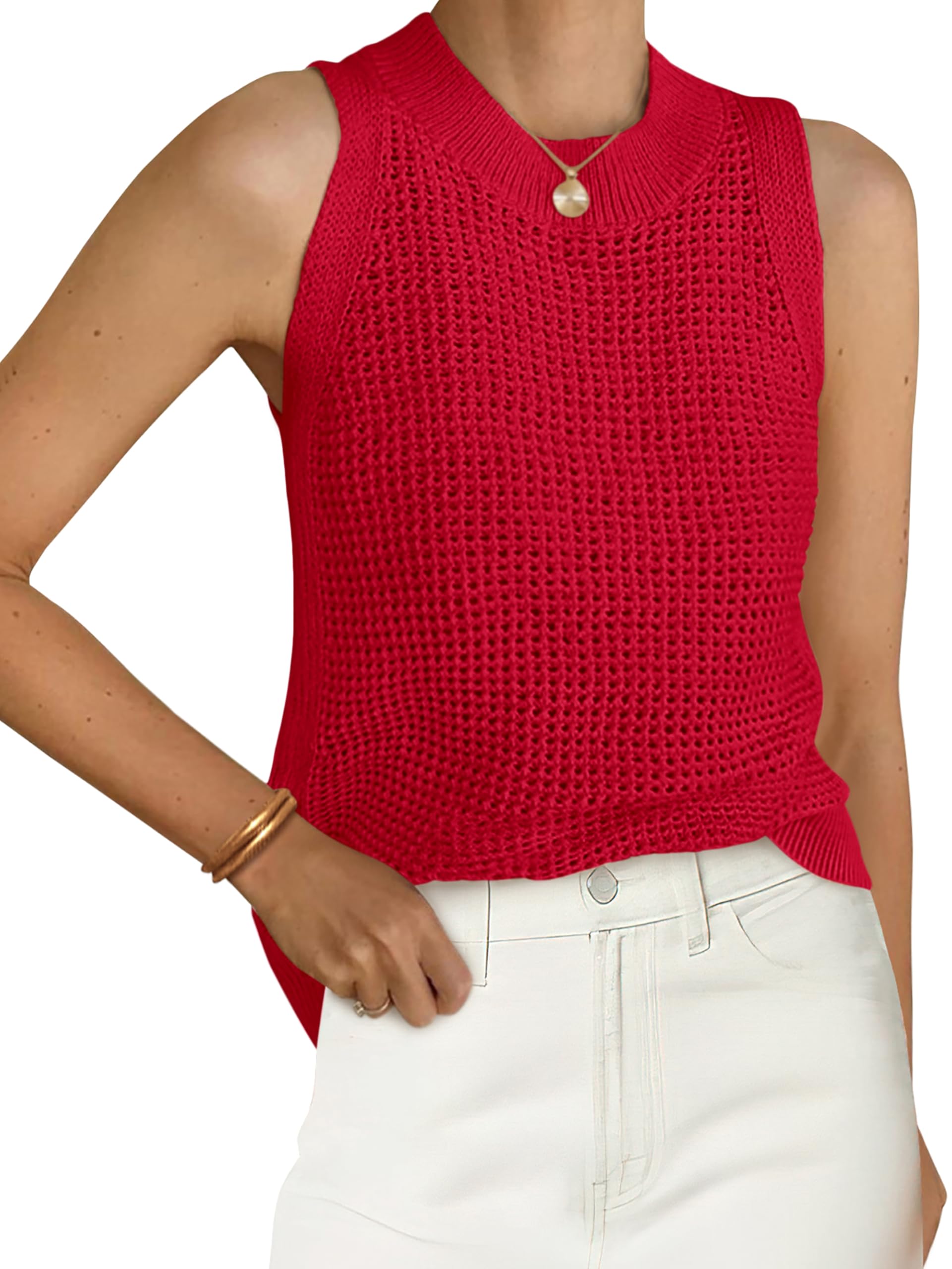 PrettyGarden Women's Summer Crocheted Knitted Jumper Top