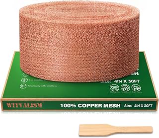 5th Gen Copper Mesh Rodent Control Set, 4in x 30ft Premium Pure Copper Wool | Rustproof Mesh Roll for Mice Slug Snail Control, Ideal for Hole Blocking, with Exclusive Wood Stick