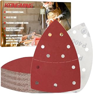 Kongming 50 Pieces Triangle Sandpaper Sheets 400 Grit 11 Holes